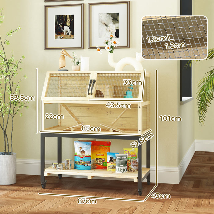 Wooden Hamster Cage with Storage Shelf