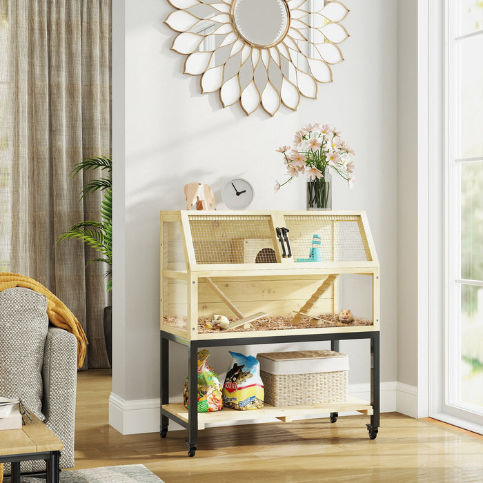 Wooden Hamster Cage with Storage Shelf