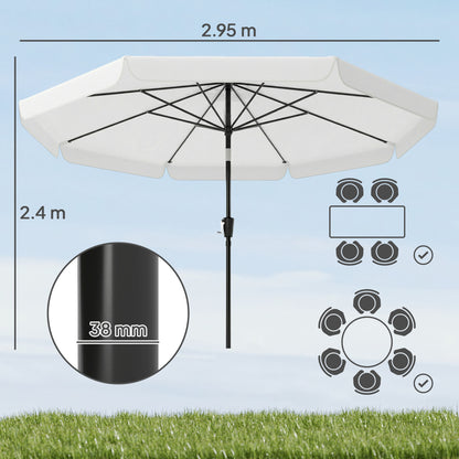 3 m Garden Parasol with Tilt & Crank, UPF30+ Outdoor Table Umbrella
