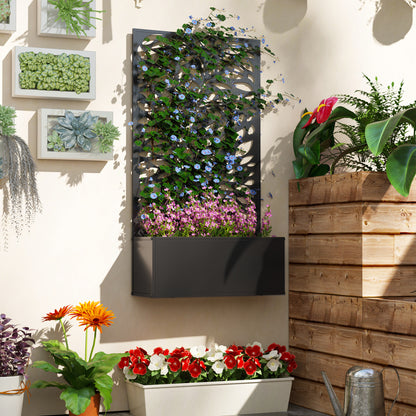 Metal Raised Garden Bed with Trellis, Outdoor Elevated Planter Box