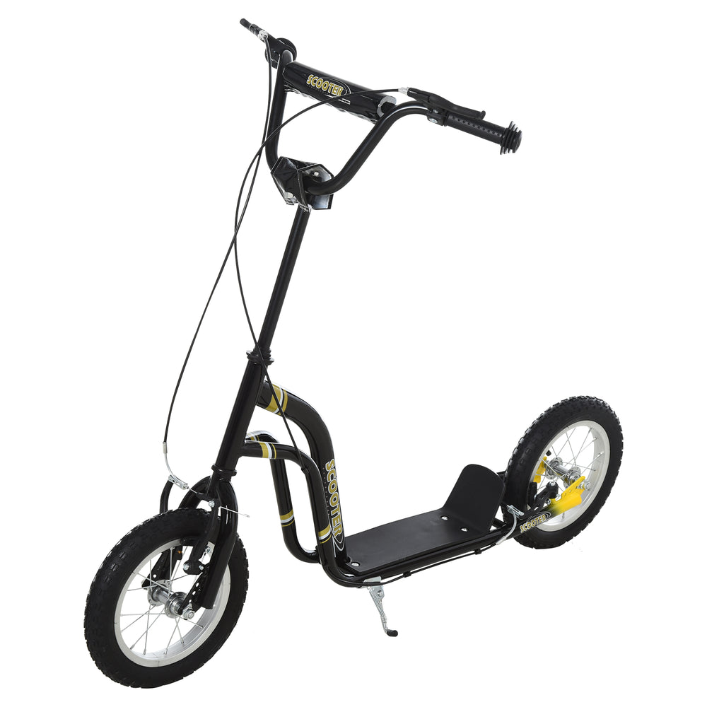 Kids Stunt Scooter with 12" Rubber Wheels, Adjustable Handlebar, Black