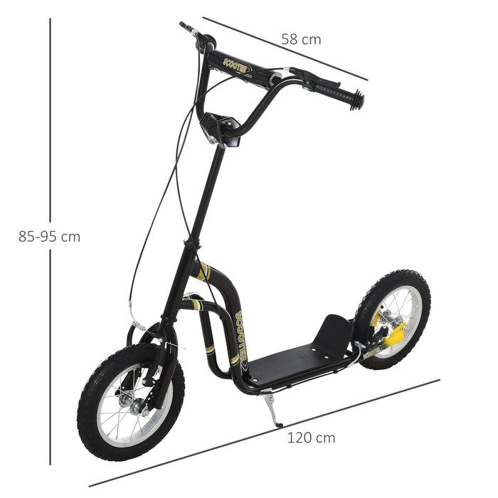 Kids Stunt Scooter with 12" Rubber Wheels, Adjustable Handlebar, Black