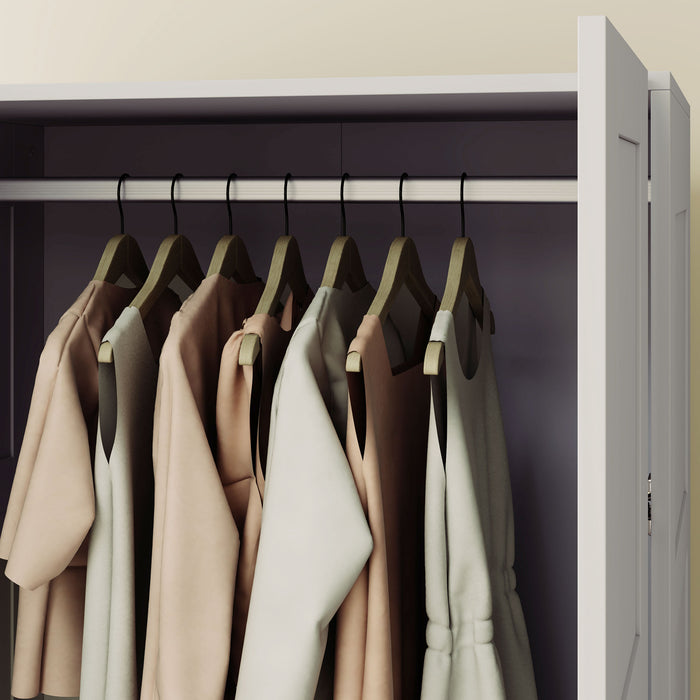 Wardrobe for Bedroom, Double Wardrobe with Hanging Rail, Grey