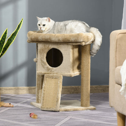Cat Tree Activity Centre W/ Scratching Pad, Toy Ball, Cat House - Coffee