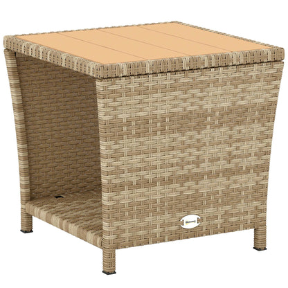 Side Table 2-Tier with Storage Shelf/Khaki