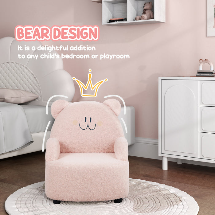 Kids Armchair, Bear Shaped Toddler Chair for Bedroom - Pink