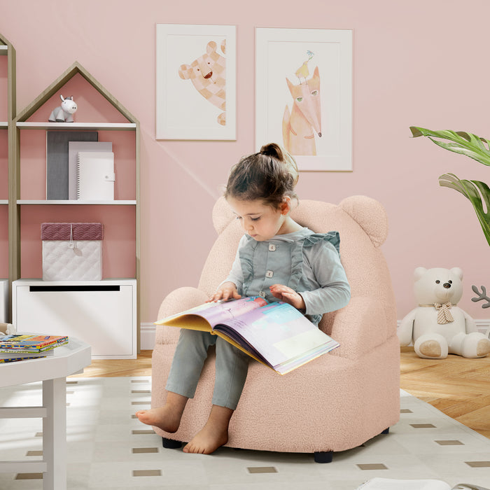 Kids Armchair, Bear Shaped Toddler Chair for Bedroom - Pink