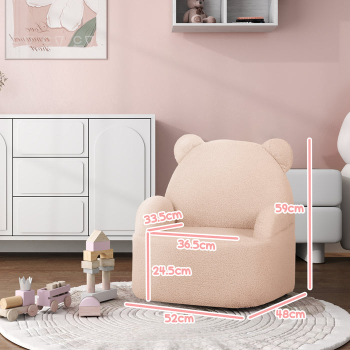 Kids Armchair, Bear Shaped Toddler Chair for Bedroom - Pink