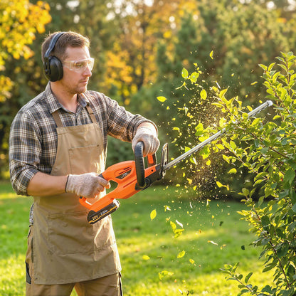 20" Cordless Hedge Trimmer with Dual Action Blade, 2000mAh Battery