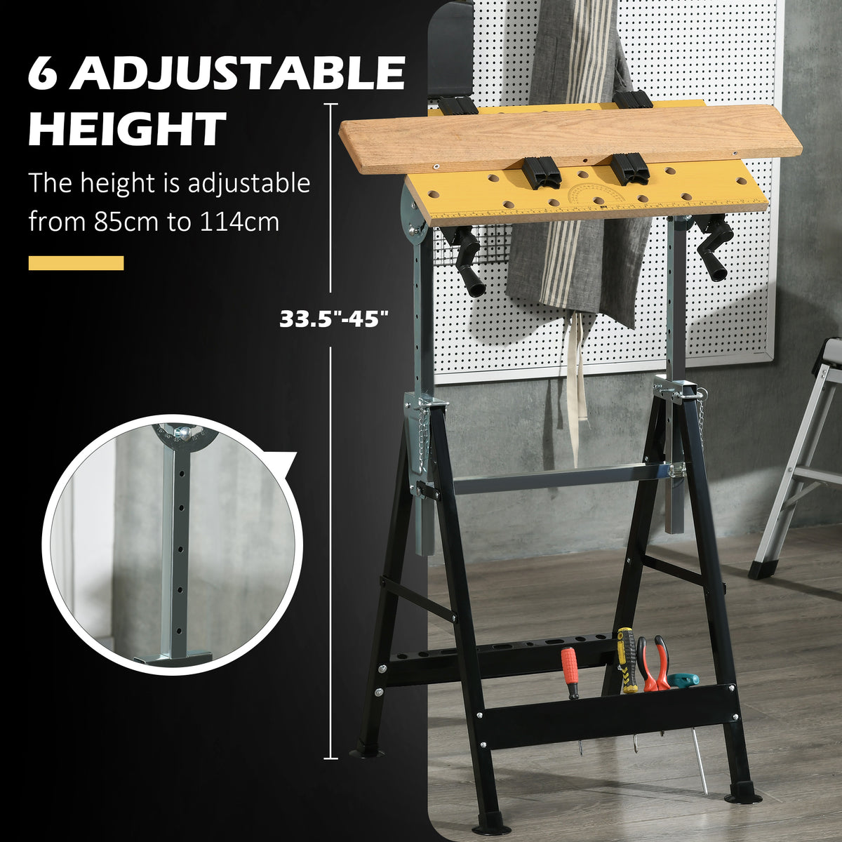 Portable Folding Workbench with Adjustable Height & Angle, Beige