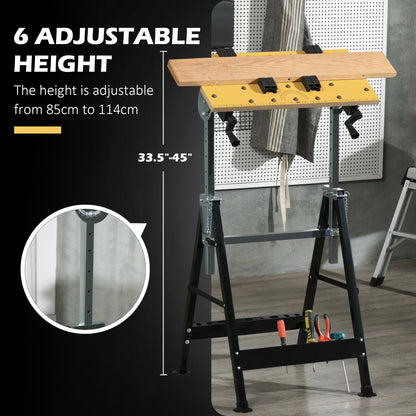 Portable Folding Workbench with Adjustable Height & Angle, Beige