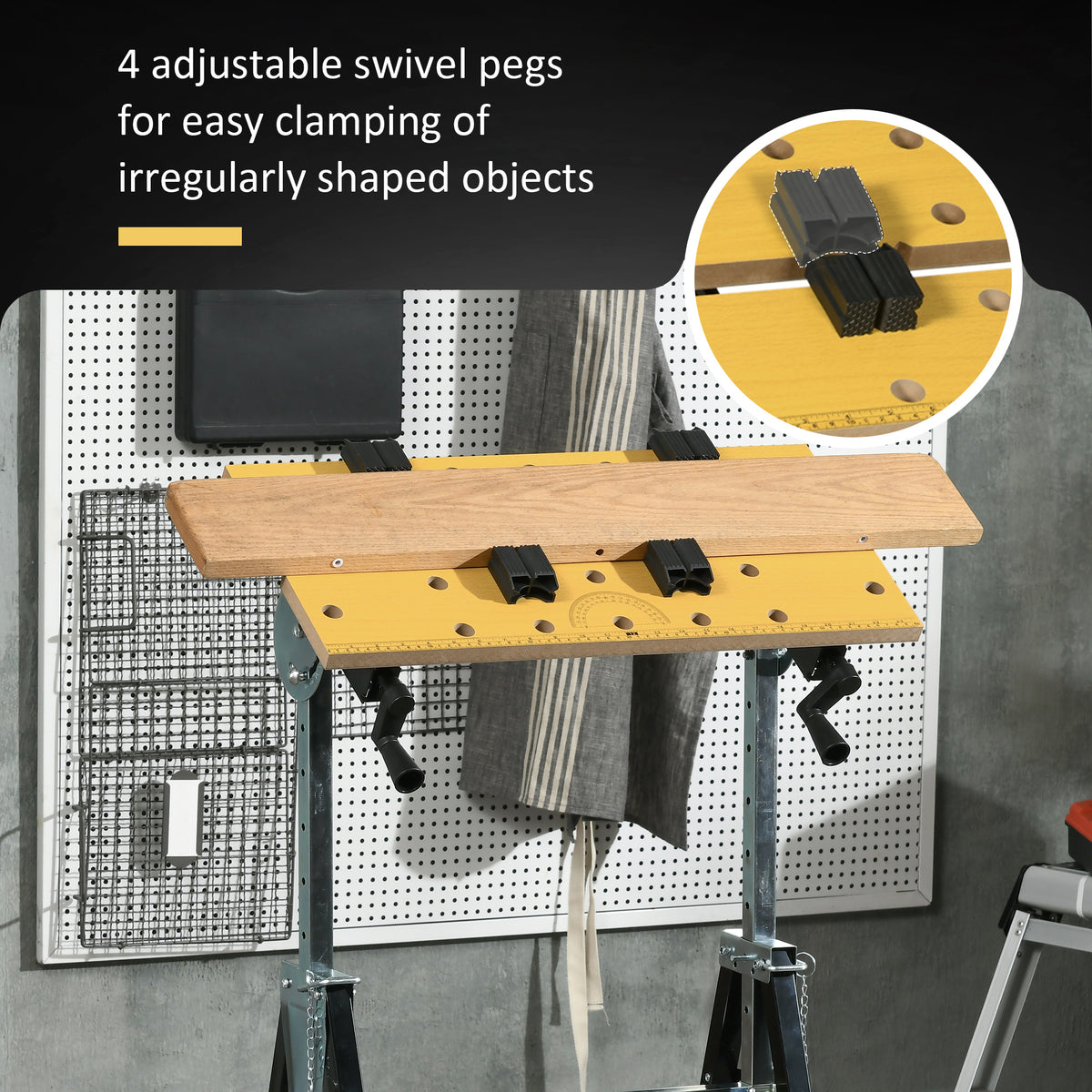 Portable Folding Workbench with Adjustable Height & Angle, Beige