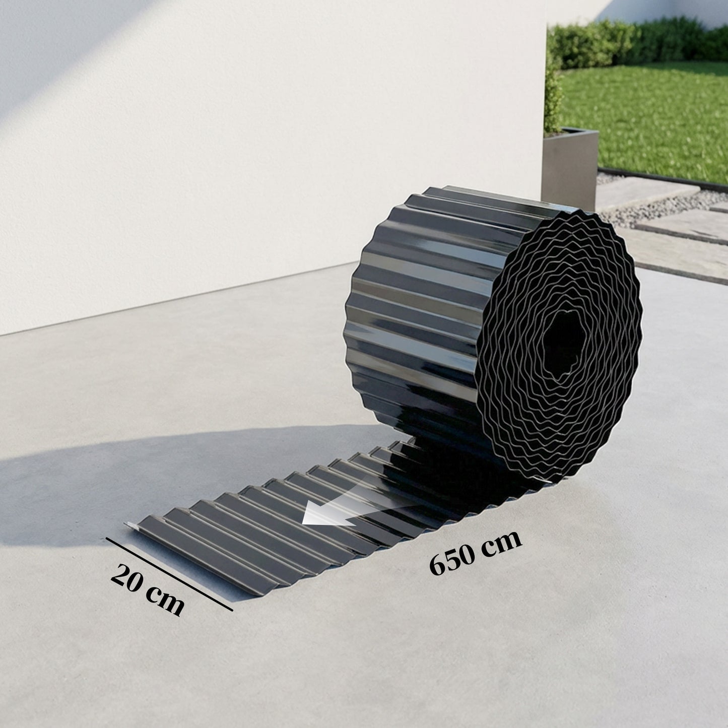 Metal Lawn Edging Border, 8 in x 21.3 ft Garden Edging, Dark Grey