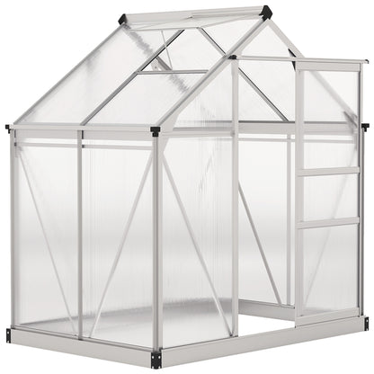 6x4ft Walk-In Polycarbonate Greenhouse Plant Grow Galvanied Aluminium