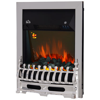 Electric Fireplace 1 & 2KW LED Fire Remote Control Heater Silver