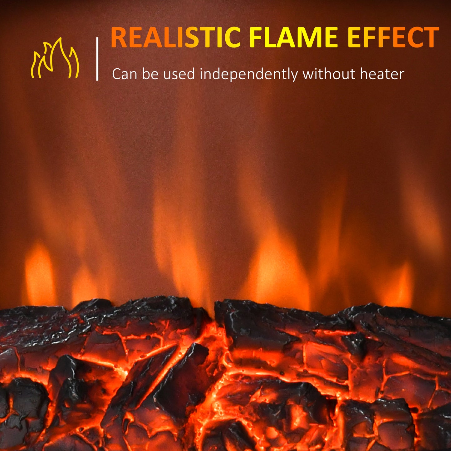 Electric Fireplace 1 & 2KW LED Fire Remote Control Heater Silver