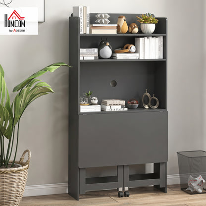 Writing Desk with Foldable Desktop for Bedroom, Home Office, Black