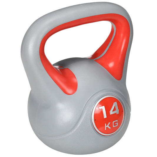 14kg Kettle Bell with Handle for Home Gym, Red and Grey