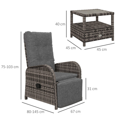 3 Pieces Rattan Bistro Set with Cushions for Outdoor, Brown