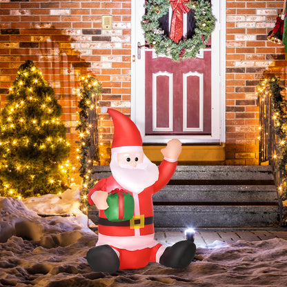 4ft Lighted Inflatable Santa Claus with Gift Box Christmas Outdoor