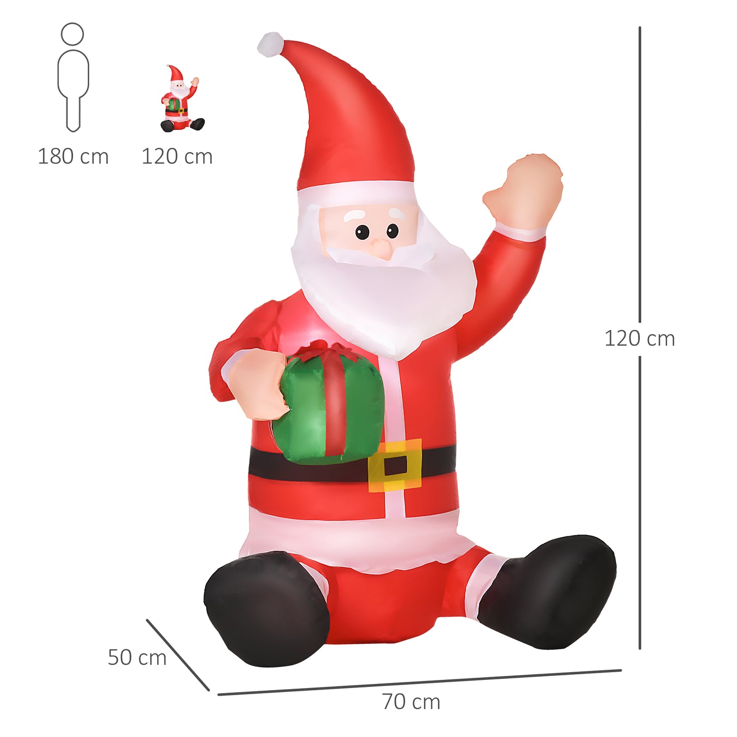 4ft Lighted Inflatable Santa Claus with Gift Box Christmas Outdoor