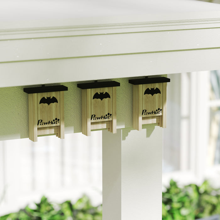 Bat Boxes, Pack of 3 Wooden Bat Houses for Outdoor, Garden, Farm, Easy for Bat to Land and Roost, Designed to Attract Bats & Easy to Hang, 18 x 6 x 22.5 cm