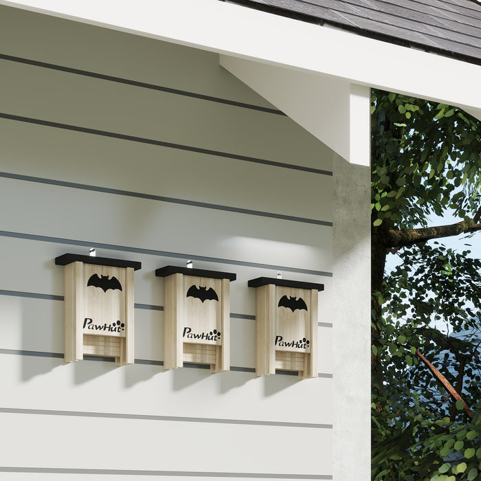 Bat Boxes, Pack of 3 Wooden Bat Houses for Outdoor, Garden, Farm, Easy for Bat to Land and Roost, Designed to Attract Bats & Easy to Hang, 18 x 6 x 22.5 cm