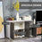 High Gloss Sideboard, Side Cabinet, Push-Open Design with 2 Drawer for Living Room, Bedroom, Grey and White