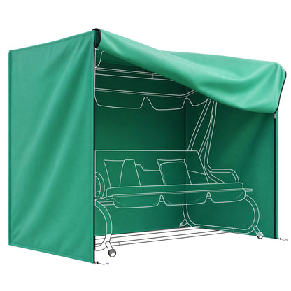 3 Seater Garden Swing Cover, Waterproof 420D Outdoor Swing Bench Cover with Zip, Windproof and Anti-UV, 220 x 125 x 172cm, Green