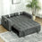 2 Seater Pull Out Sofa Bed with Adjustable Backrest, Charcoal Grey