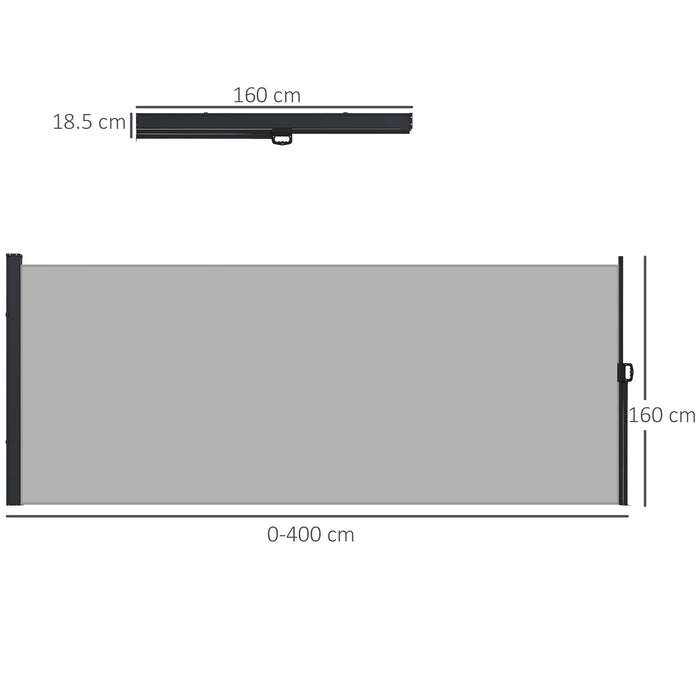 Side Awning Retractable, Privacy Screen, 400x160cm, Light Grey