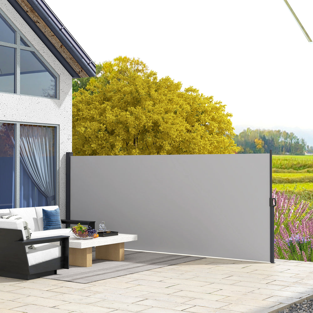 Side Awning Retractable, Privacy Screen, 400x160cm, Light Grey