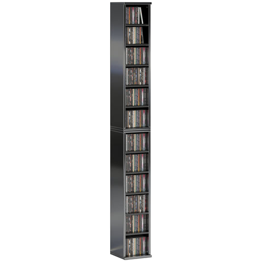 Set of 2 CD Storage Units with Adjustable Shelves, High Gloss Black