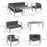 5 PCs Garden Sofa Set w/ Cushions, Aluminium Furniture Sets, Grey