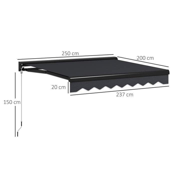 2.5 x 2m Electric Awning with LED Light, Aluminium Frame Retractable Awning Sun Canopies for Patio Door Window