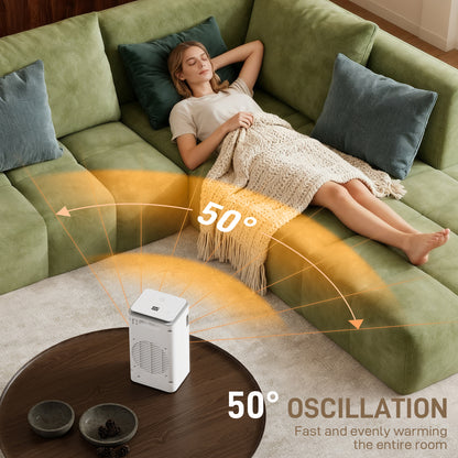 1500W Fan Electric Heater with 3 Modes, Adjustable Thermostat, White