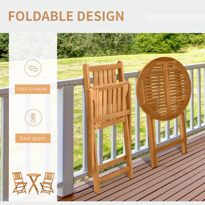 Folding Patio Bistro Set of 3 Dining Table Set with 2 Foldable Chairs
