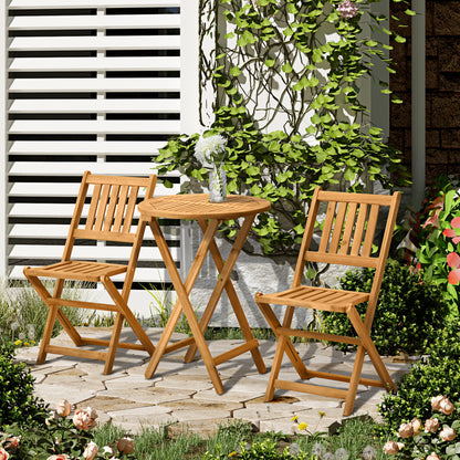 Folding Patio Bistro Set of 3 Dining Table Set with 2 Foldable Chairs