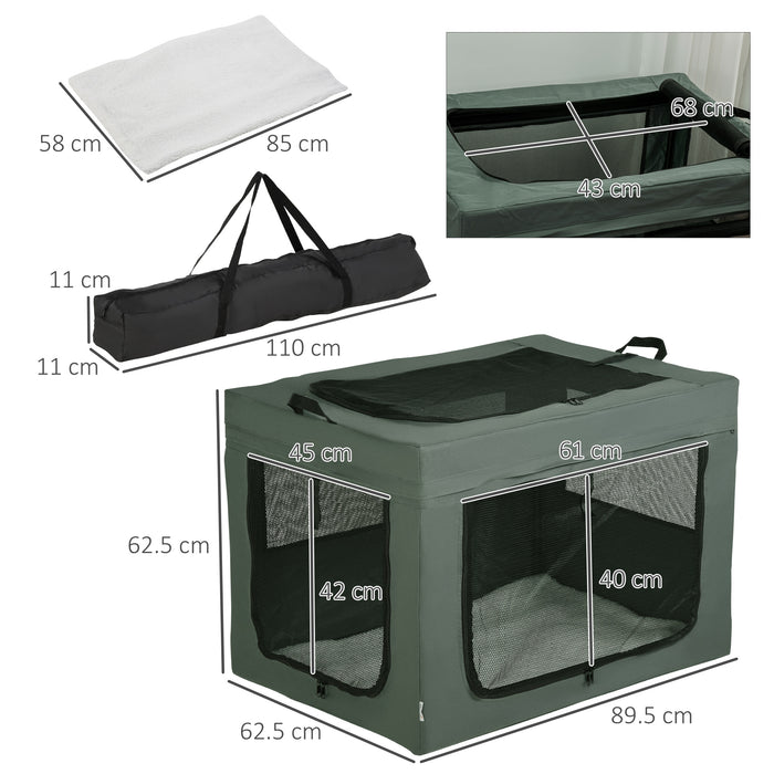 90cm Pet Carrier, Portable Cat Carrier, Foldable Dog Bag, Pet Travel Bag with Cushion for Medium and Large Dogs, Grey