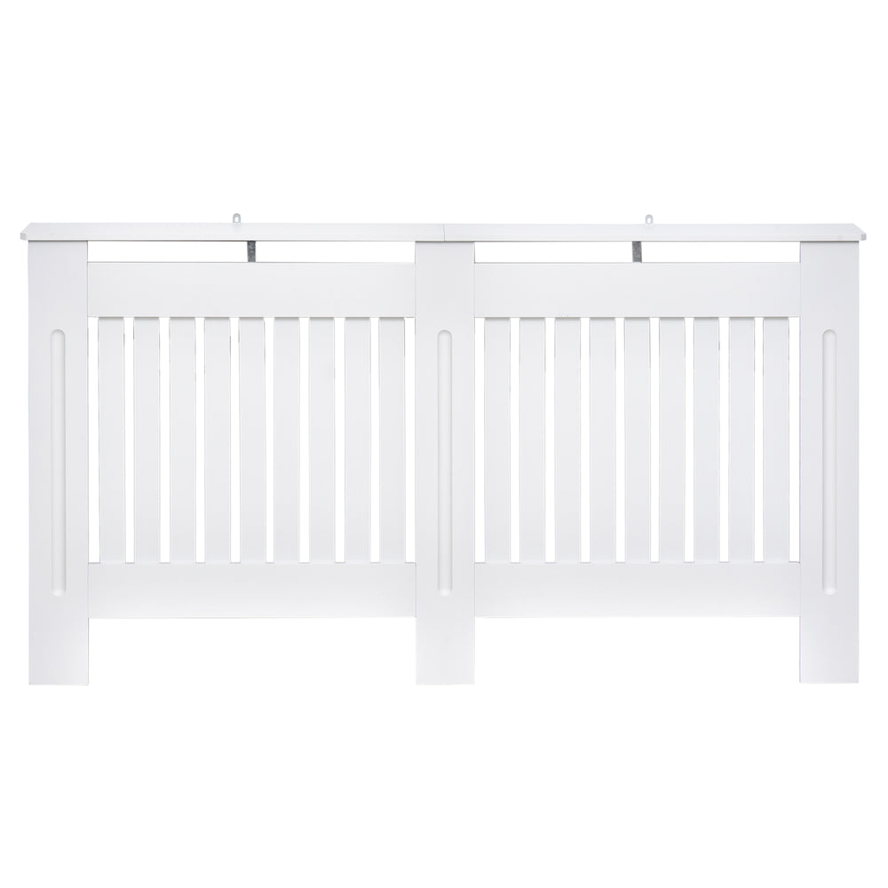 Slatted Radiator Cover Painted Cabinet MDF Lined Grill in White (152L x 19W x 81H cm)