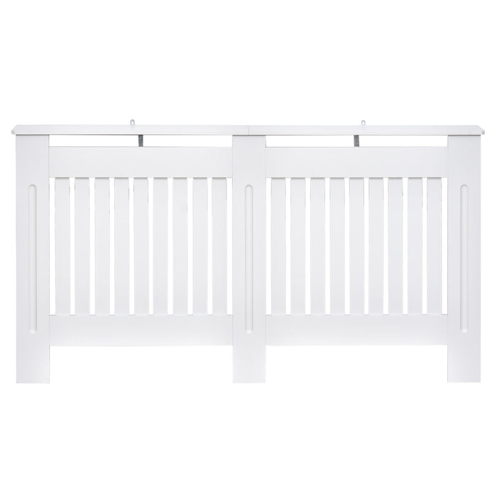 Slatted Radiator Cover Painted Cabinet MDF Lined Grill in White (152L x 19W x 81H cm)