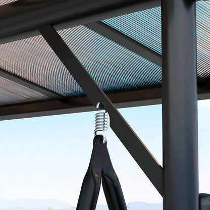 3 Seater Garden Swing Seat Bed, Convertible Swing Chair, Dark Grey