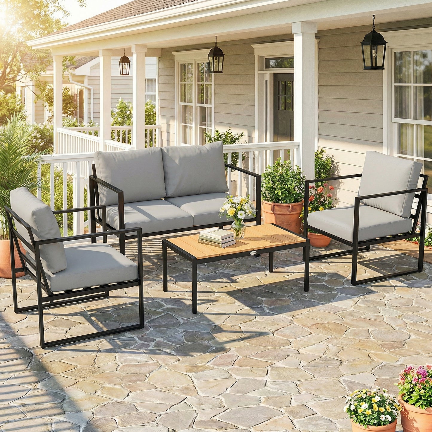 Outdoor Garden Furniture Set, 4 Piece Patio Furniture