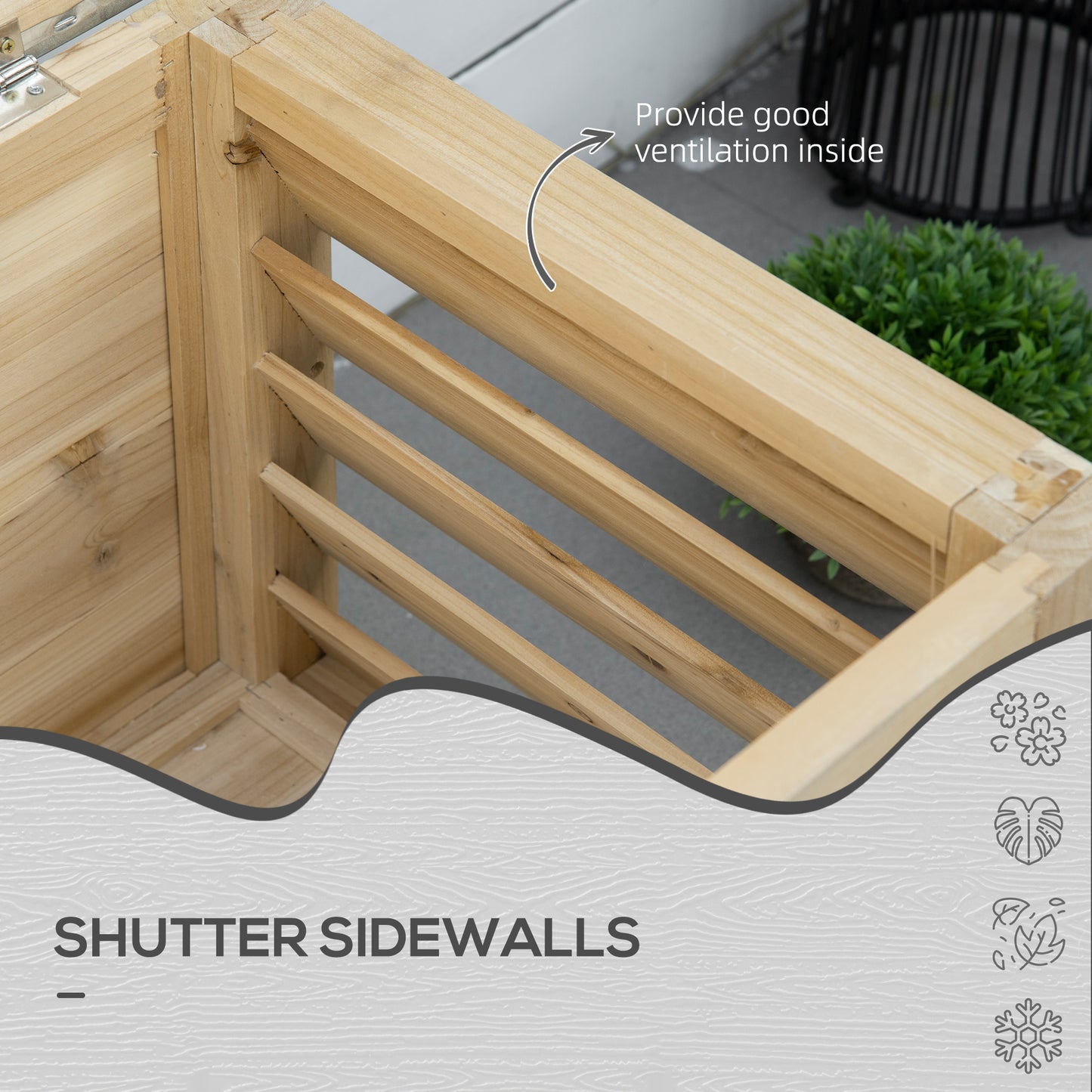 155L Outdoor Storage Box, Wooden Outside Tool organiser Container