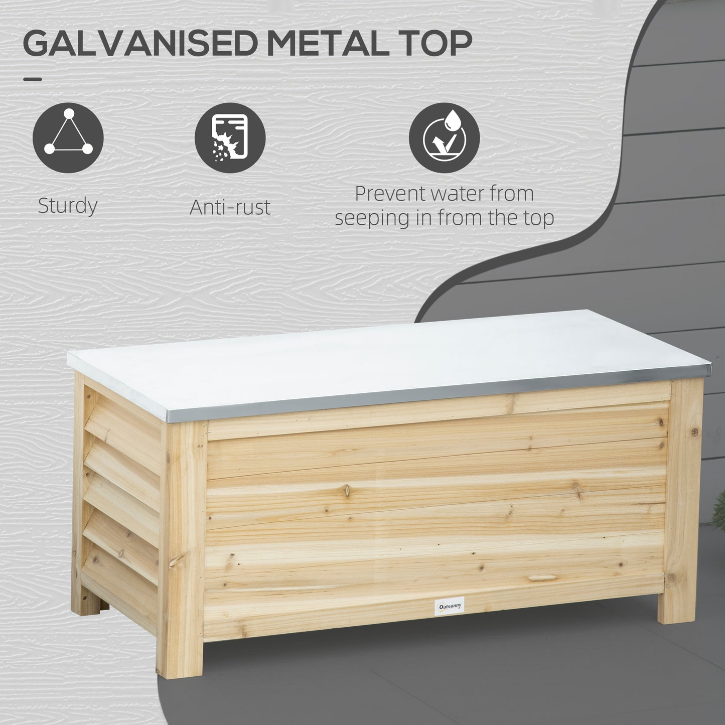 155L Outdoor Storage Box, Wooden Outside Tool organiser Container