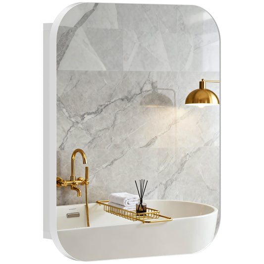 Wall Mounted Bathroom Cabinet with Mirror Adjustable Shelves White