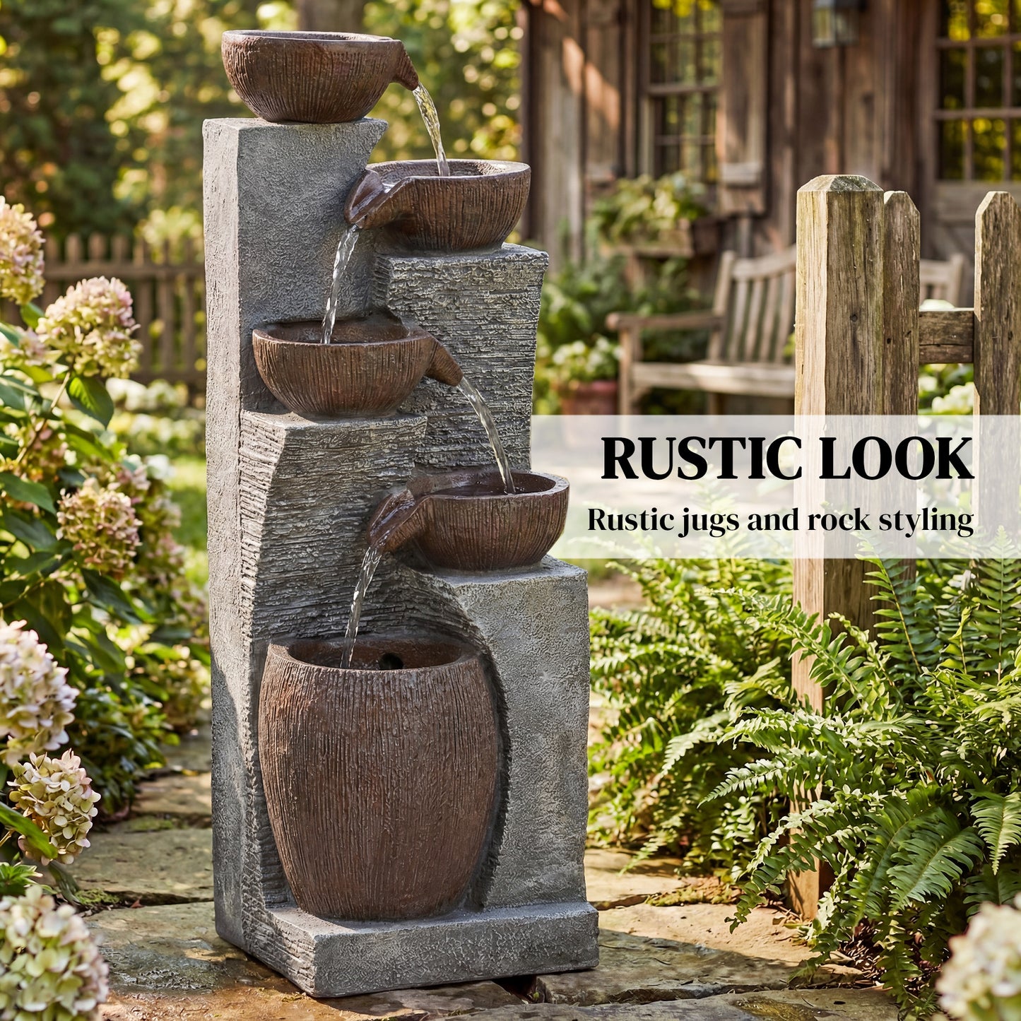 Outdoor Fountain, Resin Freestanding Garden Fountain