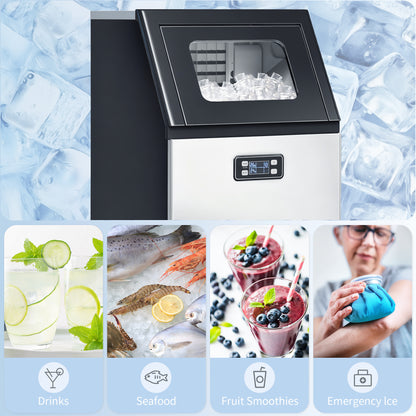 Freestanding Ice Machine with 45kg/24H Capacity, Commercial Ice Maker