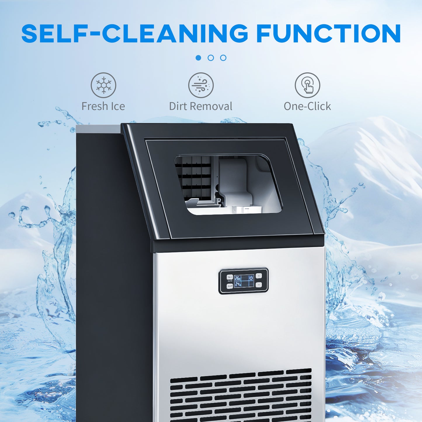 Freestanding Ice Machine with 45kg/24H Capacity, Commercial Ice Maker