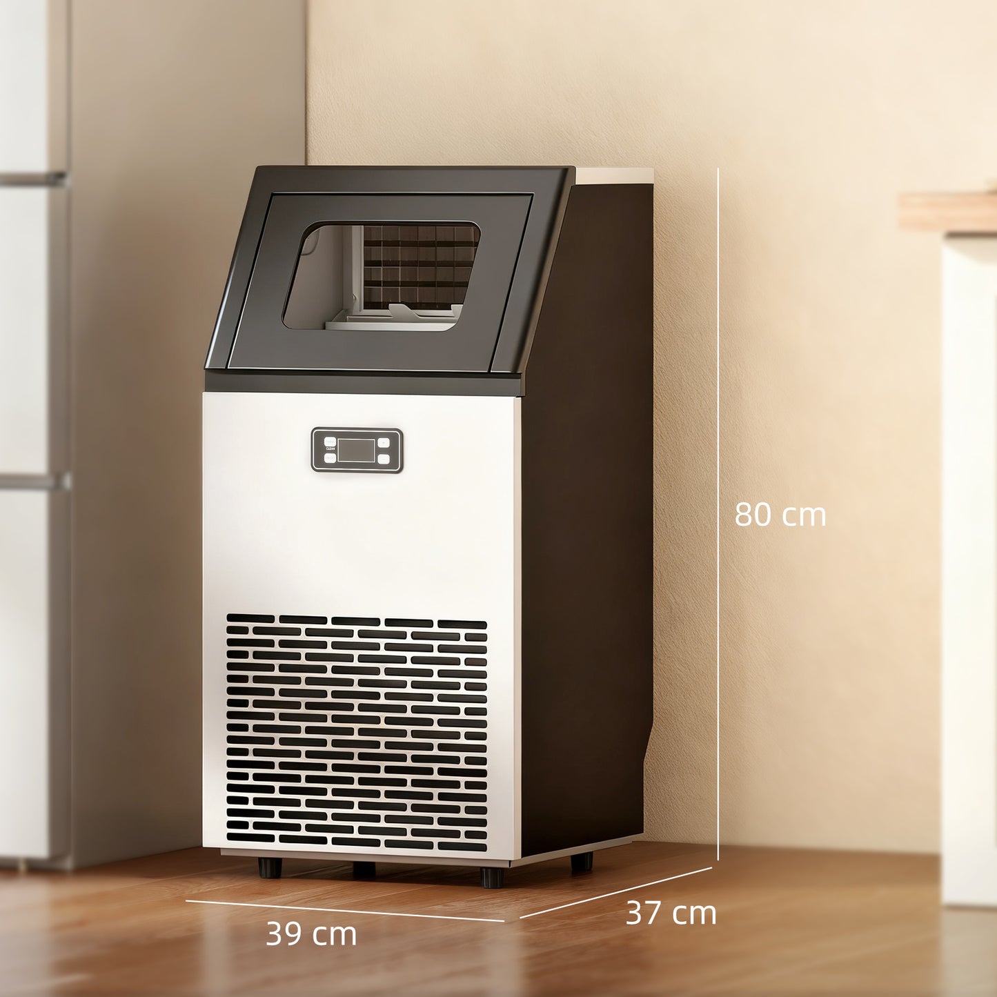 Freestanding Ice Machine with 45kg/24H Capacity, Commercial Ice Maker